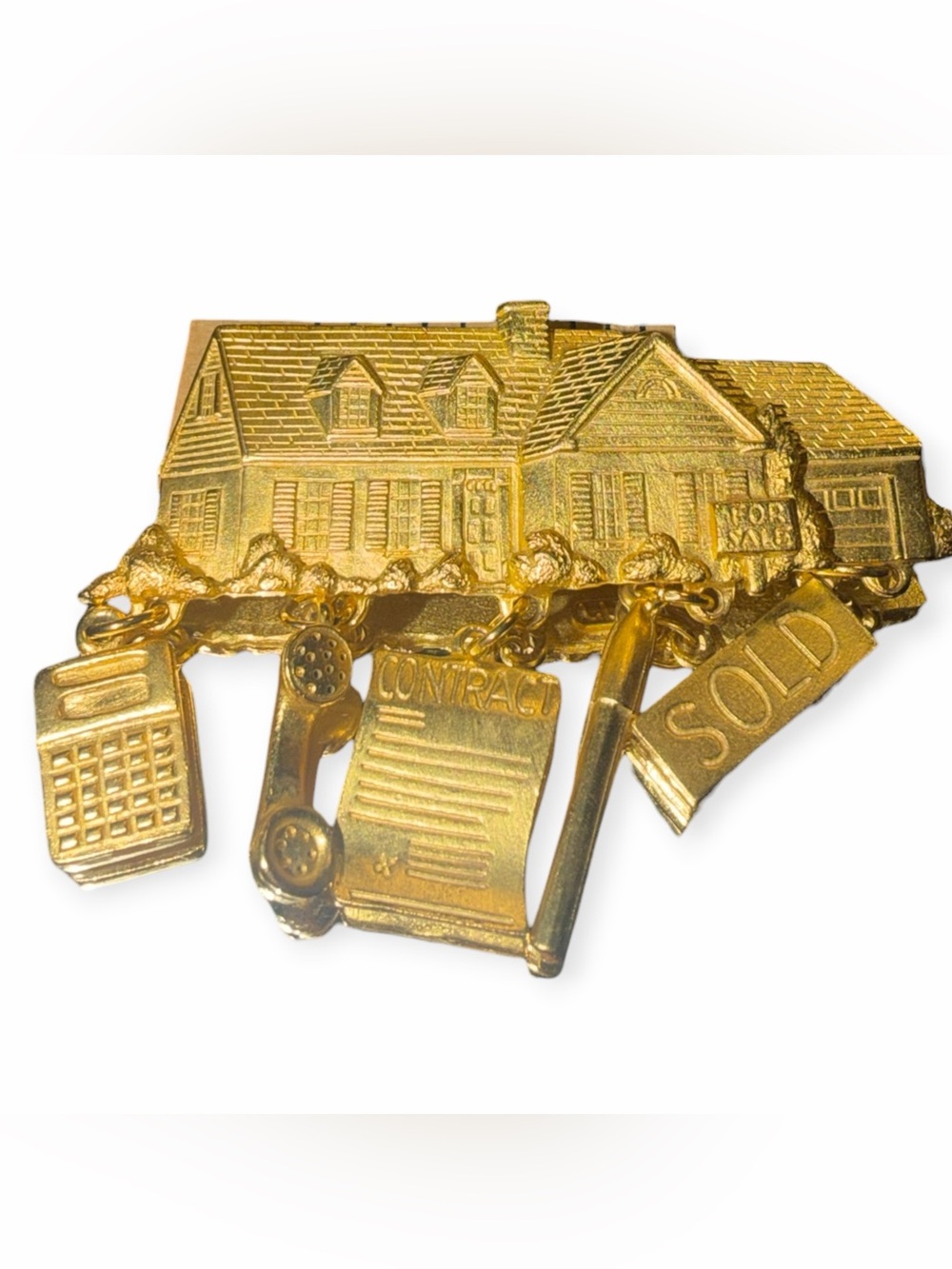 Vintage JJ Jonette Jewelry Gold tone Realtor House Charm Brooch Pin
